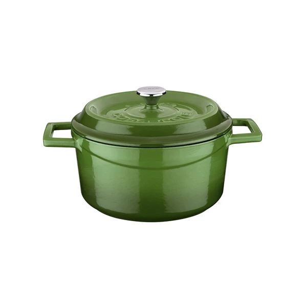 Lava Döküm Yuvarlak Tencere. Trendy Çap(Ø)20cm.  Yeşil