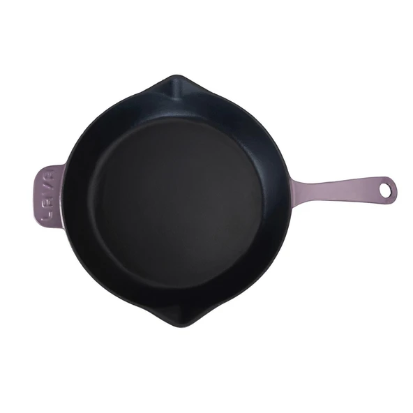 Lava Döküm Yuvarlak Kızartma Tavası Döküm Demir Yekpare Saplı. Çap(Ø)28cm  Mor - Resim 3