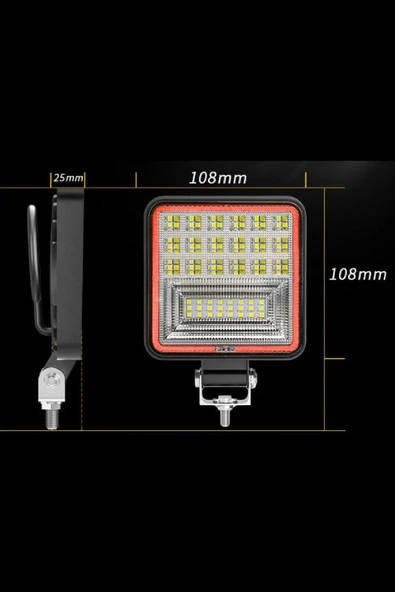 ASTRALED Off Road 12-24 Volt Kare Sis Farı DRL KIRMIZI 4 inç 126 W Oto Çalışma Lambası - 5