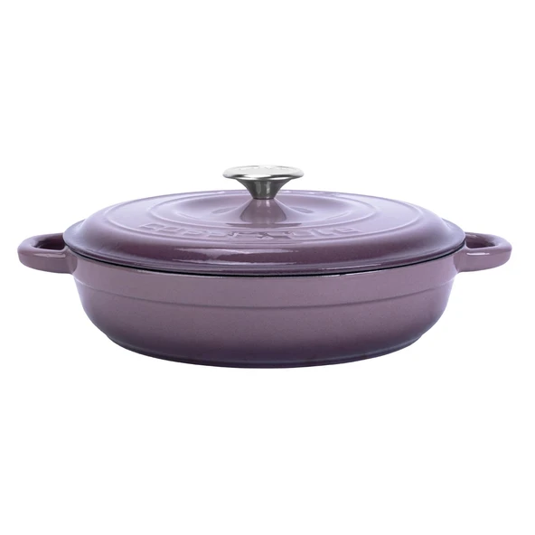 Lava Döküm Yuvarlak Çok Amaçlı Yayvan Tencere New Heritage Serisi Çap(Ø)28cm.  Mor