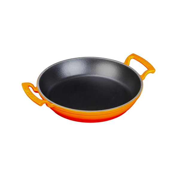 Lava Döküm Yuvarlak Sahan Döküm Demir Yekpare Çift Kulplu Çap(Ø)24cm.  Turuncu - Resim 2