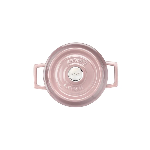 Lava Döküm Yuvarlak Tencere. Trendy Çap(Ø) 12cm.  Pembe - Resim 4