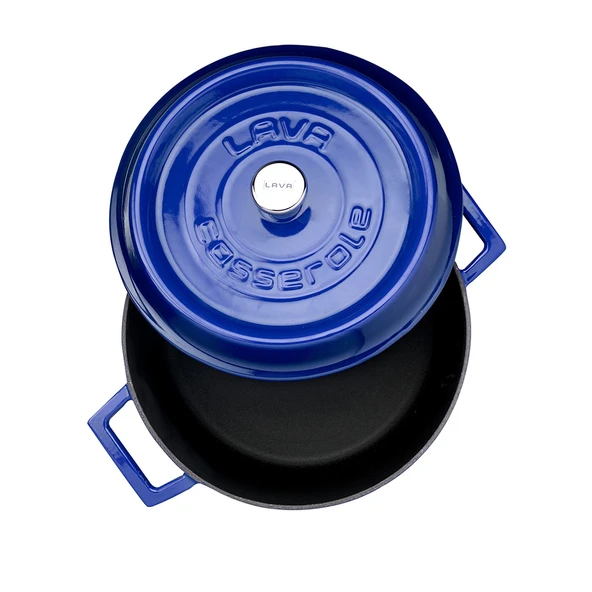 Lava Döküm Yuvarlak Tencere. Trendy Çap(Ø) 24cm.  Mavi - Resim 3