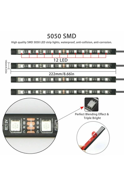 ASTRALEDAyak Altı Led Sese Ve Müziğe Duyarlı Kumandalı Araç Içi Aydınlatma 12 Led - 4