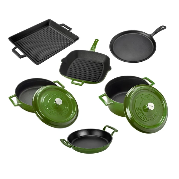 Lava Döküm 6x Trendy Serisi 8 Parça Tencere & Tava Seti  Yeşil - 3