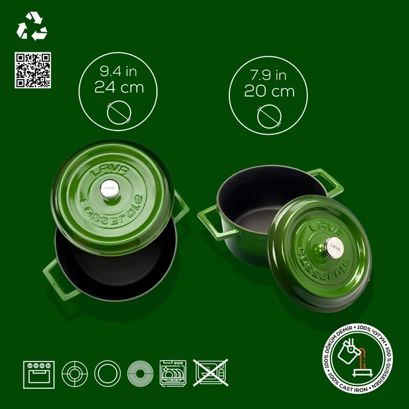 Lava Döküm 2x Trendy Serisi 5 Parça Tencere Seti  Yeşil - Resim 3