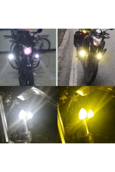 ASTRALED Beyaz / Sarı Renkli Universal Motosiklet Sis Farı Mini Spot Lens Led Far Uyumlu 1 Adet - 8