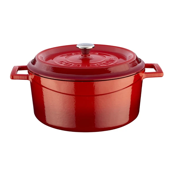 Lava Döküm Yuvarlak Tencere. Trendy Çap(Ø) 24cm.  Kırmızı