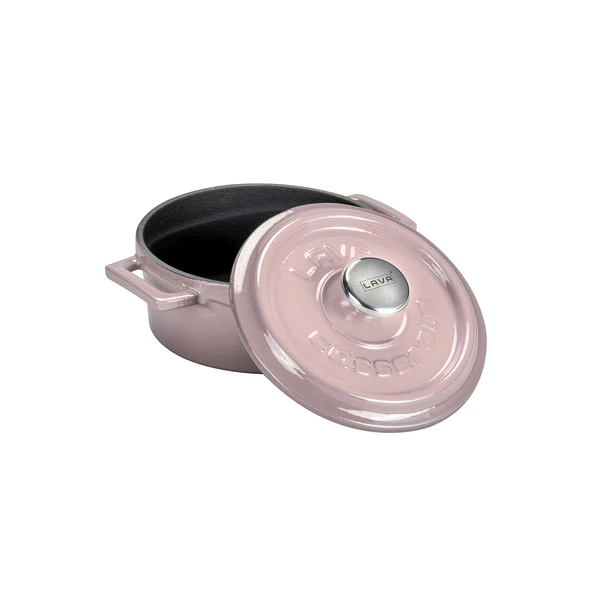 Lava Döküm Yuvarlak Tencere. Trendy Çap(Ø) 12cm.  Pembe - Resim 2