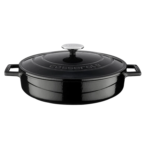 Lava Döküm Çok Amaçlı Yayvan Tencere. Folk Serisi Çap(Ø)28cm.  Siyah ürün görseli