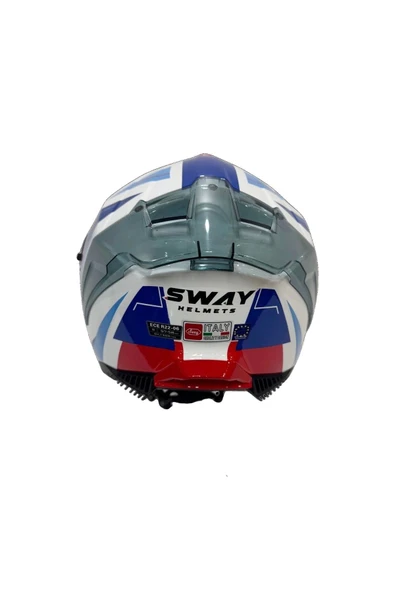 Sway Kask Sw 865 Tıtan White Blue Red Güneş Gözlüklü - 5