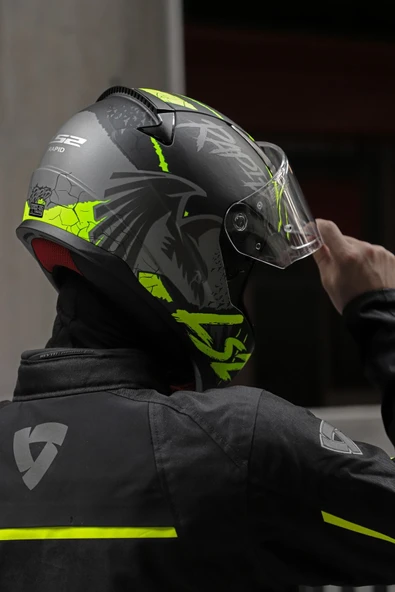 LS2 Rapıd 2 Raven Mat Siyah-gri-neon Sarı Kask - 2