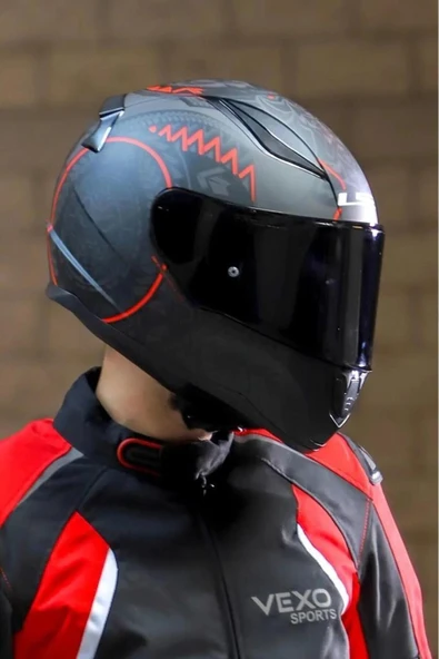 LS2 Rapid 2 Takaroa Mat Siyah-kırmızı Kask Siyah Vizörlü - 3