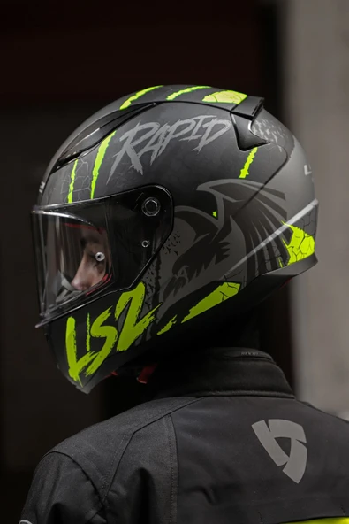 LS2 Rapıd 2 Raven Mat Siyah-gri-neon Sarı Kask - 3
