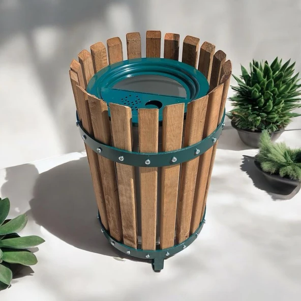 Dış Mekan Ahşap Çöp Kovası SGC11N, Yeşil