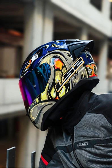 LS2 RAPID 2 RACE SPOX MAVİ-GRİ KASK - Resim 4