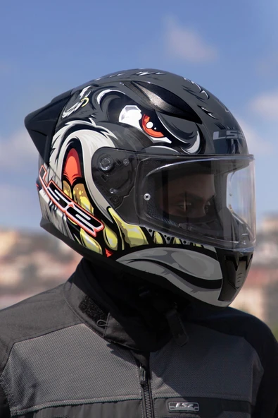 LS2 Rapıd 2 Race Spox Gri-kırmızı Kask - Resim 2