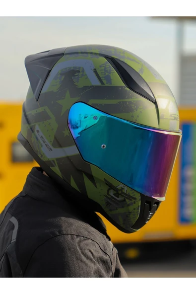 LS2 RAPID 2 RACE THUNDER BIRDS MAT YEŞİL-SİYAH-GRİ KASK - Resim 6