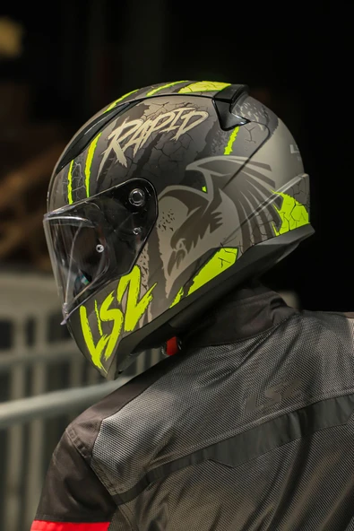 LS2 RAPID 2 RAVEN MAT SİYAH-GRİ-NEON SARI KASK - Resim 8