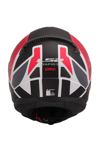 LS2 Rapıd 2 Grıd Kapalı Kask Mat Siyah - Beyaz - Kırmızı - Resim 6