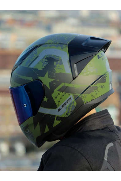 LS2 RAPID 2 RACE THUNDER BIRDS MAT YEŞİL-SİYAH-GRİ KASK - Resim 8