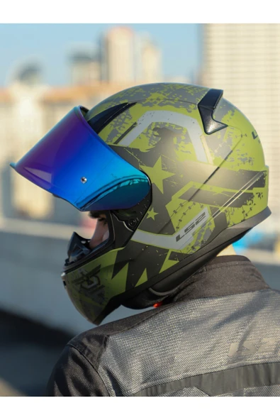 LS2 RAPID 2 THUNDER BIRDS MAT YEŞİL-SİYAH-GRİ KASK - 7