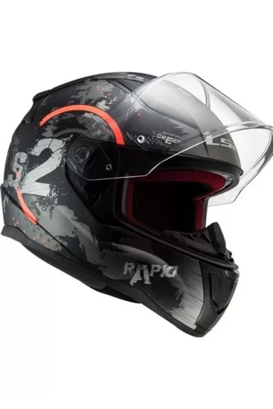 LS2 RAPID CIRCLE GRİ-TURUNCU KAPALI KASK - Resim 4