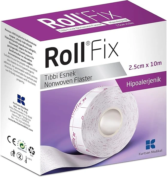 Roll Fix Esnek Nonwoven Tıbbi Flaster 2,5 cm x 10 m
