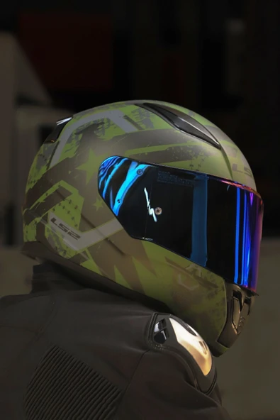 LS2 RAPID 2 THUNDER BIRDS MAT YEŞİL-SİYAH-GRİ KASK - Resim 3