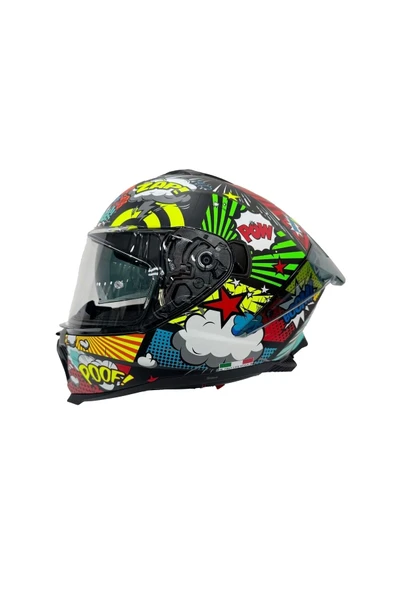 Sway Kask Sw 865 Boom Black Callorful Güneş Gözlüklü - 2