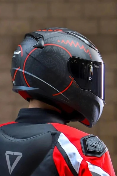 LS2 Rapid 2 Takaroa Mat Siyah-kırmızı Kask Siyah Vizörlü - 2