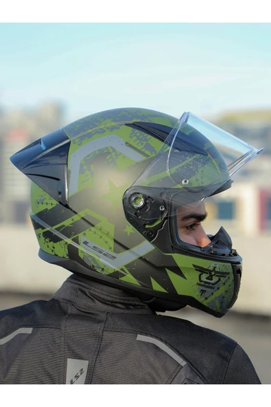 LS2 RAPID 2 RACE THUNDER BIRDS MAT YEŞİL-SİYAH-GRİ KASK - Resim 5