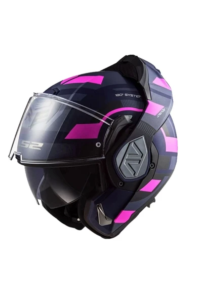 LS2 Advant Velum Çene Açılır Modüler Kask Mat Mavi-pembe - 3