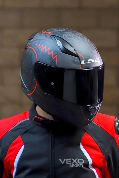 LS2 Rapid 2 Takaroa Mat Siyah-kırmızı Kask Siyah Vizörlü - 4