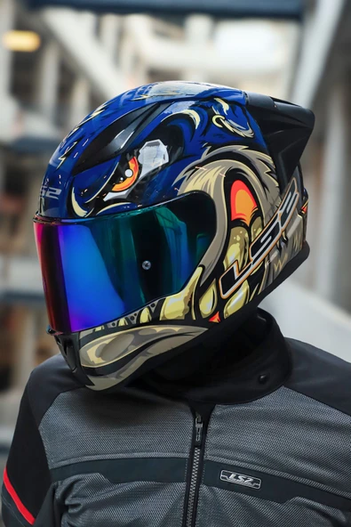 LS2 RAPID 2 RACE SPOX MAVİ-GRİ KASK - Resim 3