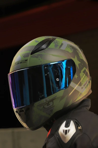 LS2 RAPID 2 THUNDER BIRDS MAT YEŞİL-SİYAH-GRİ KASK - Resim 4