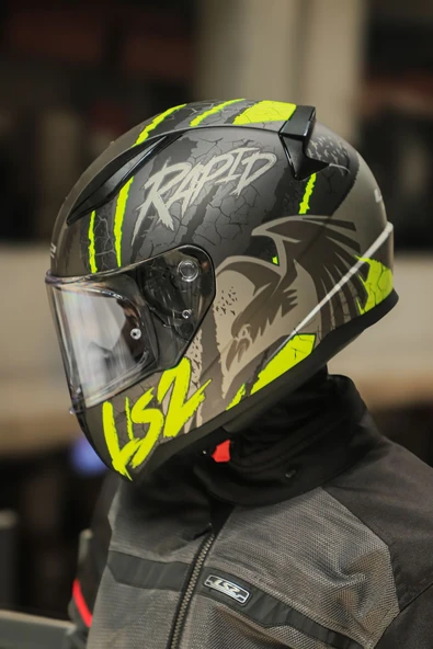 LS2 RAPID 2 RAVEN MAT SİYAH-GRİ-NEON SARI KASK - Resim 5