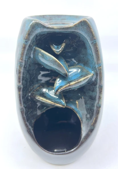 Geri Akışlı Buhurdanlık ve Tütsülük Seramik - Mavi - 4