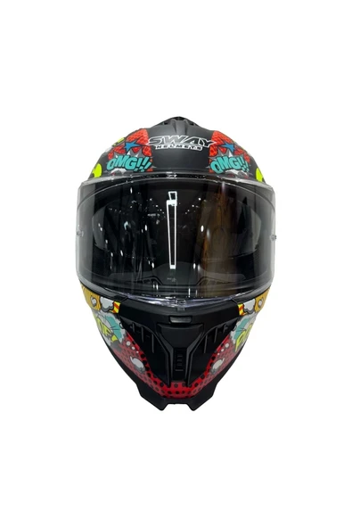 Sway Kask Sw 865 Boom Black Callorful Güneş Gözlüklü - 5