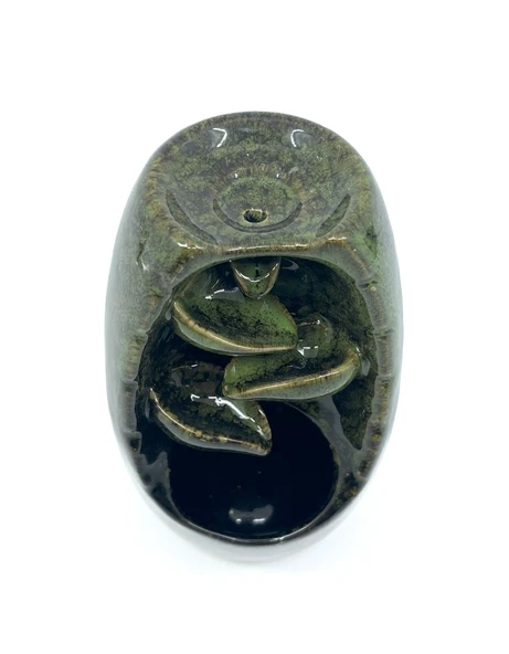 Geri Akışlı Buhurdanlık ve Tütsülük Seramik - Yeşil - 2