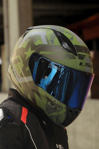 LS2 RAPID 2 THUNDER BIRDS MAT YEŞİL-SİYAH-GRİ KASK - Resim 8