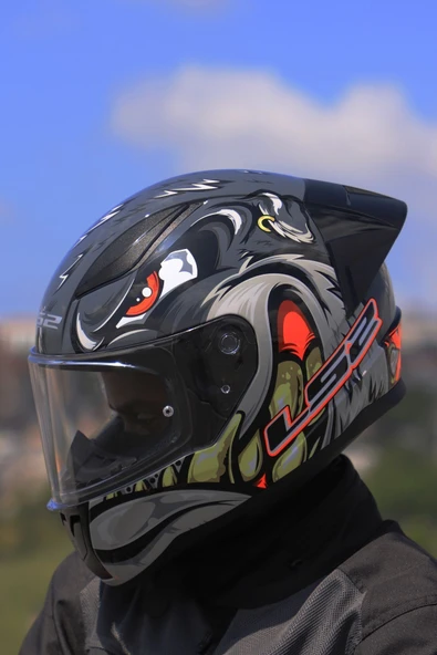 LS2 Rapıd 2 Race Spox Gri-kırmızı Kask - Resim 3