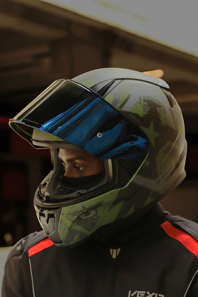 LS2 RAPID 2 THUNDER BIRDS MAT YEŞİL-SİYAH-GRİ KASK - Resim 5