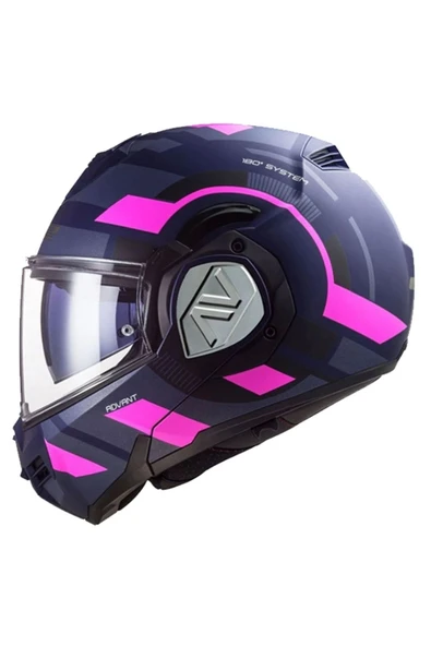 LS2 Advant Velum Çene Açılır Modüler Kask Mat Mavi-pembe - 2