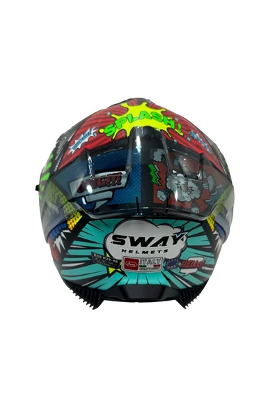 Sway Kask Sw 865 Boom Black Callorful Güneş Gözlüklü - 3
