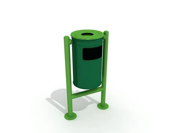 Dış Mekan Metal Çöp Kovası 18l Yeşil