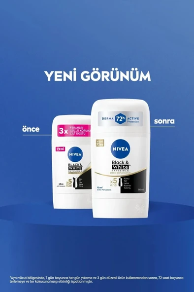 NIVEA Kadın Stick Deodorant Black&white Invisible Ipeksi Pürüzsüzlük 50ml, 72 Saat Anti-perspirant Koruma - Resim 2