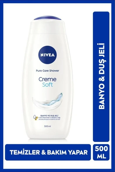 NIVEA Creme Soft Kremsi Dokunuş Banyo ve Duş Jeli 500ml, Temizlerken Bakım Yapar, Badem Yağı, Nemlendirici ürün görseli