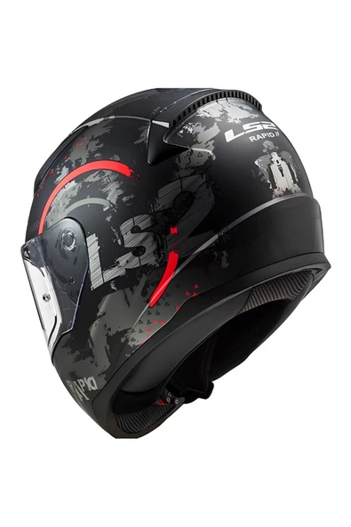 LS2 Rapıd 2 Cırcle Kapalı Kask Mat Siyah - Kırmızı - 3