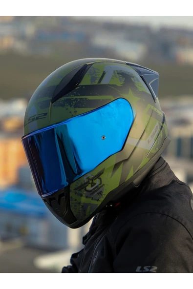 LS2 RAPID 2 RACE THUNDER BIRDS MAT YEŞİL-SİYAH-GRİ KASK - Resim 4